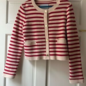 Anthropologie Striped Red and Cream Cardigan by NVLT (Size S/P)